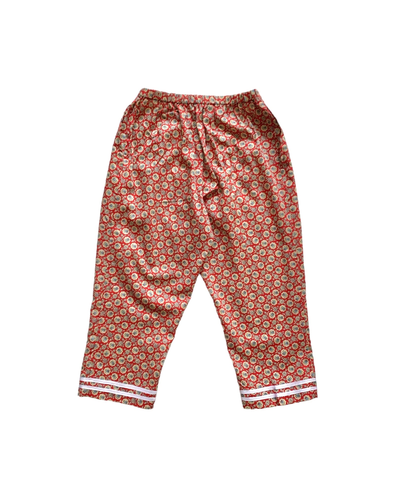 sailor long pants : flower red, flower navy