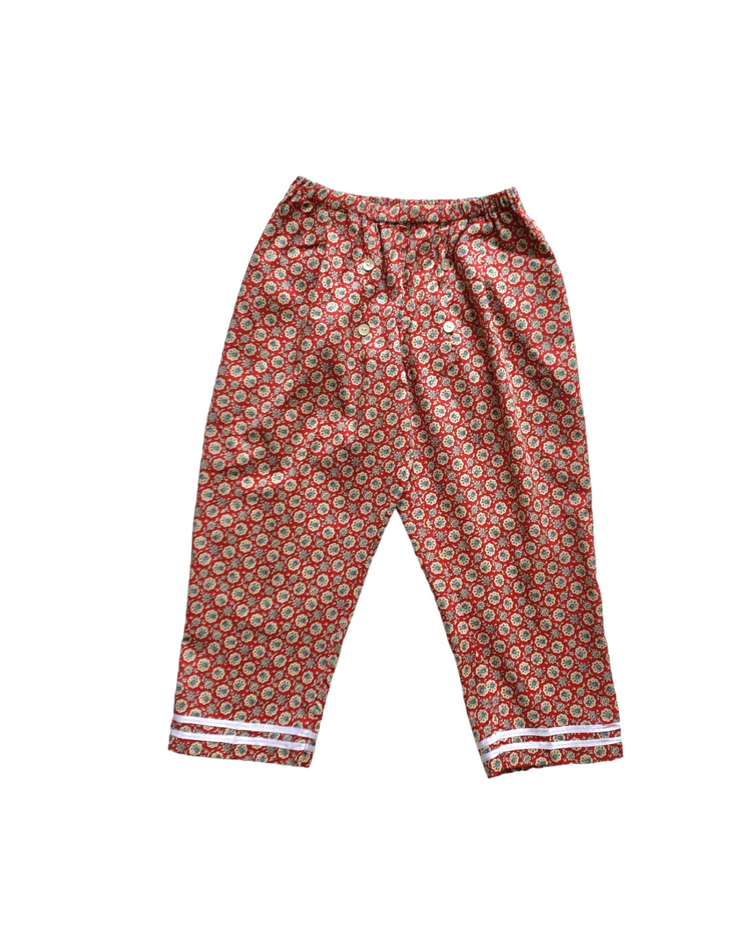 sailor long pants : flower red, flower navy