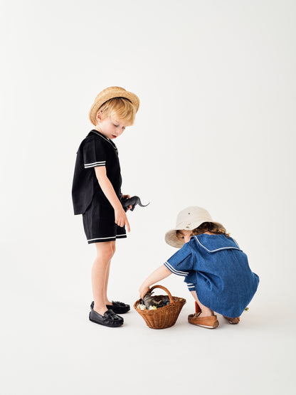 sailor shirt short sleeves  / BLACK