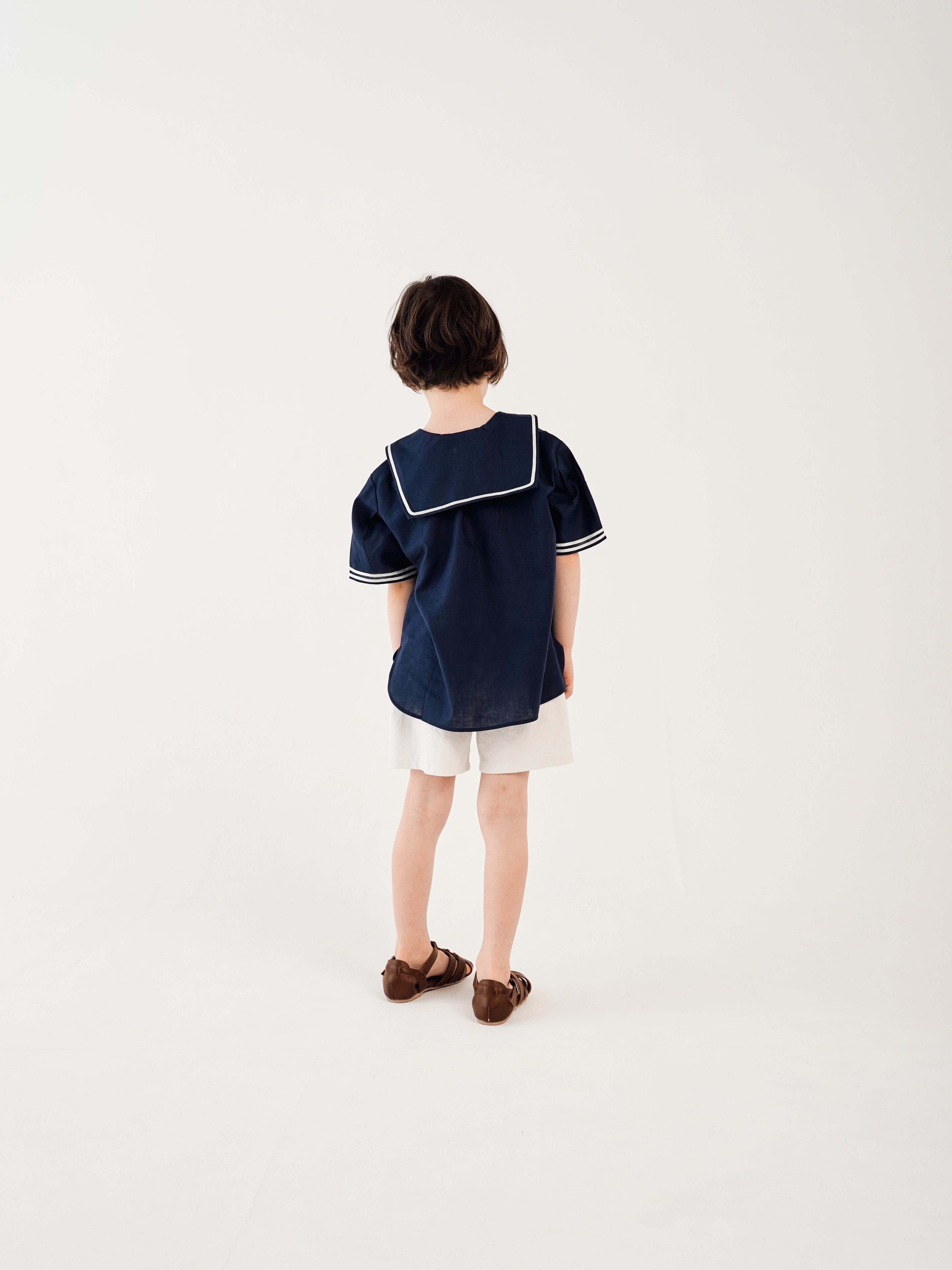 sailor shirt short sleeves  / BLACK