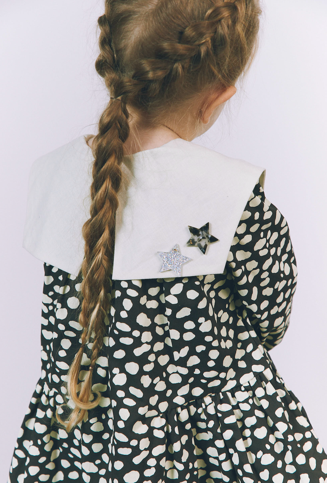 square collar dress：dalmatian