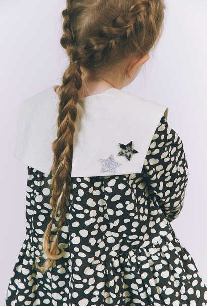 square collar dress：dalmatian