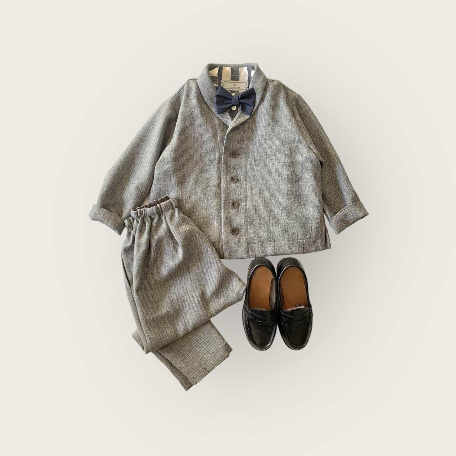 shawl collar jacket : Gray – AU CLAIR DE LA LUNE shawl collar jacket : Gray – AU CLAIR DE LA LUNE